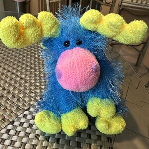 Ty Plush Moose with Blue and Yellow Accents